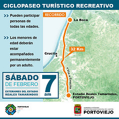 Este sábado ciclopaseo  turístico hacia La Boca de Crucita