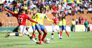 La delantera ecuatoriana Carina Caicedo (11) fue una de las artífices de la clasificación de la ‘Tricolor’ al Mundial Femenino Canadá 2015.