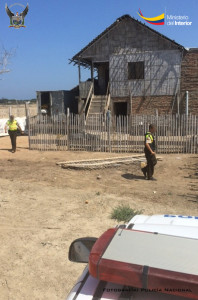 Vivienda allanada, ubicada en el sector San Jacinto del Cantón Sucre