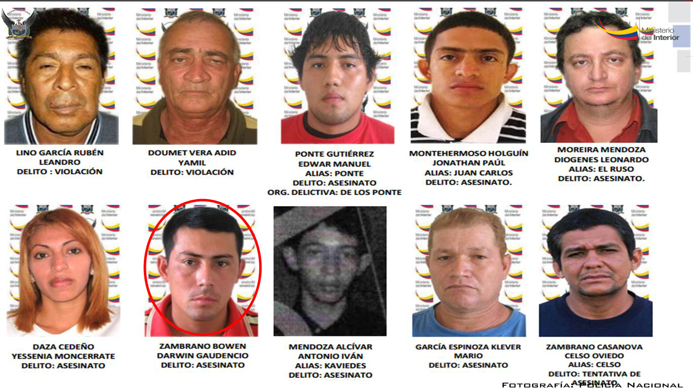 Lista de los más buscados en Manabí